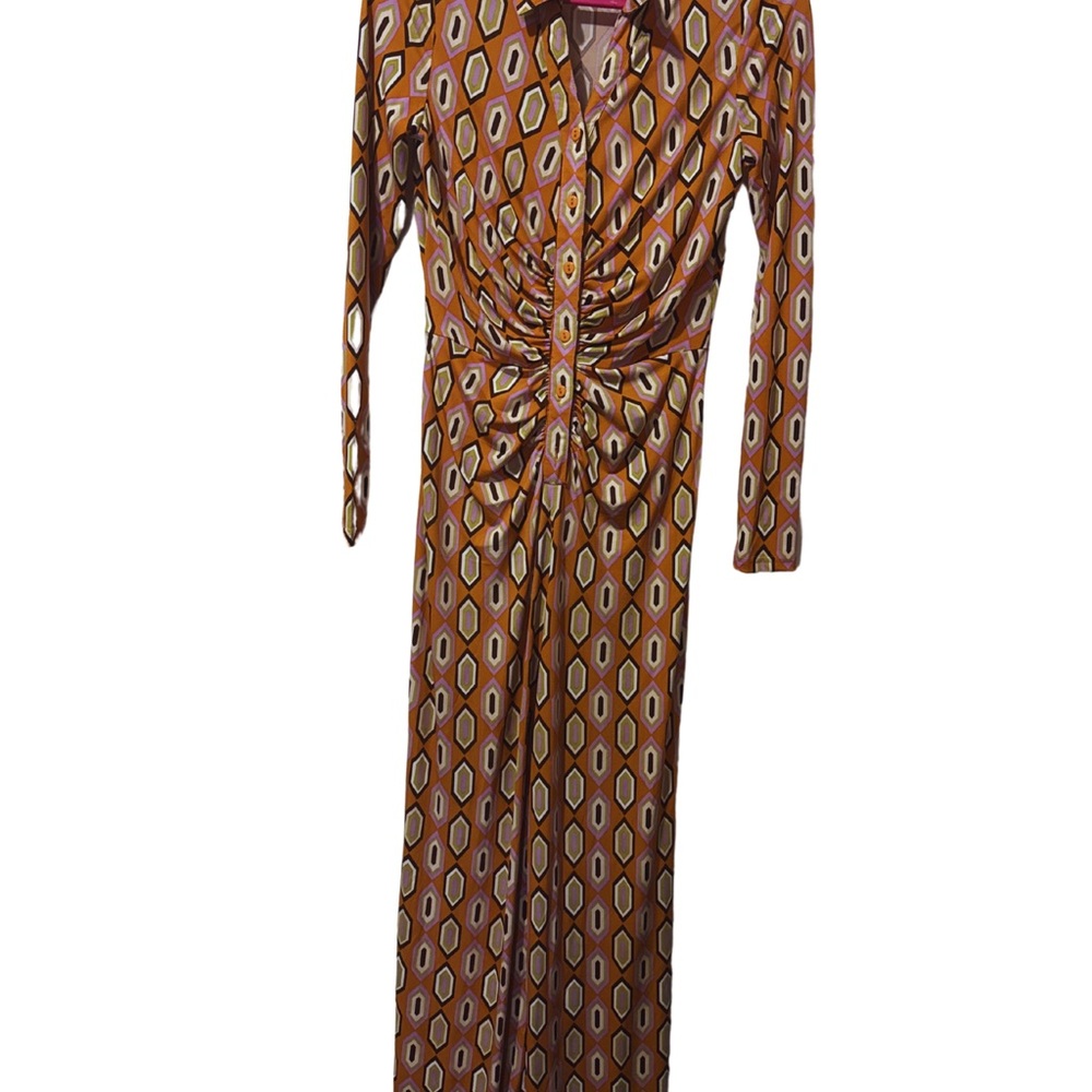 Stylish Orange Patterned Dress